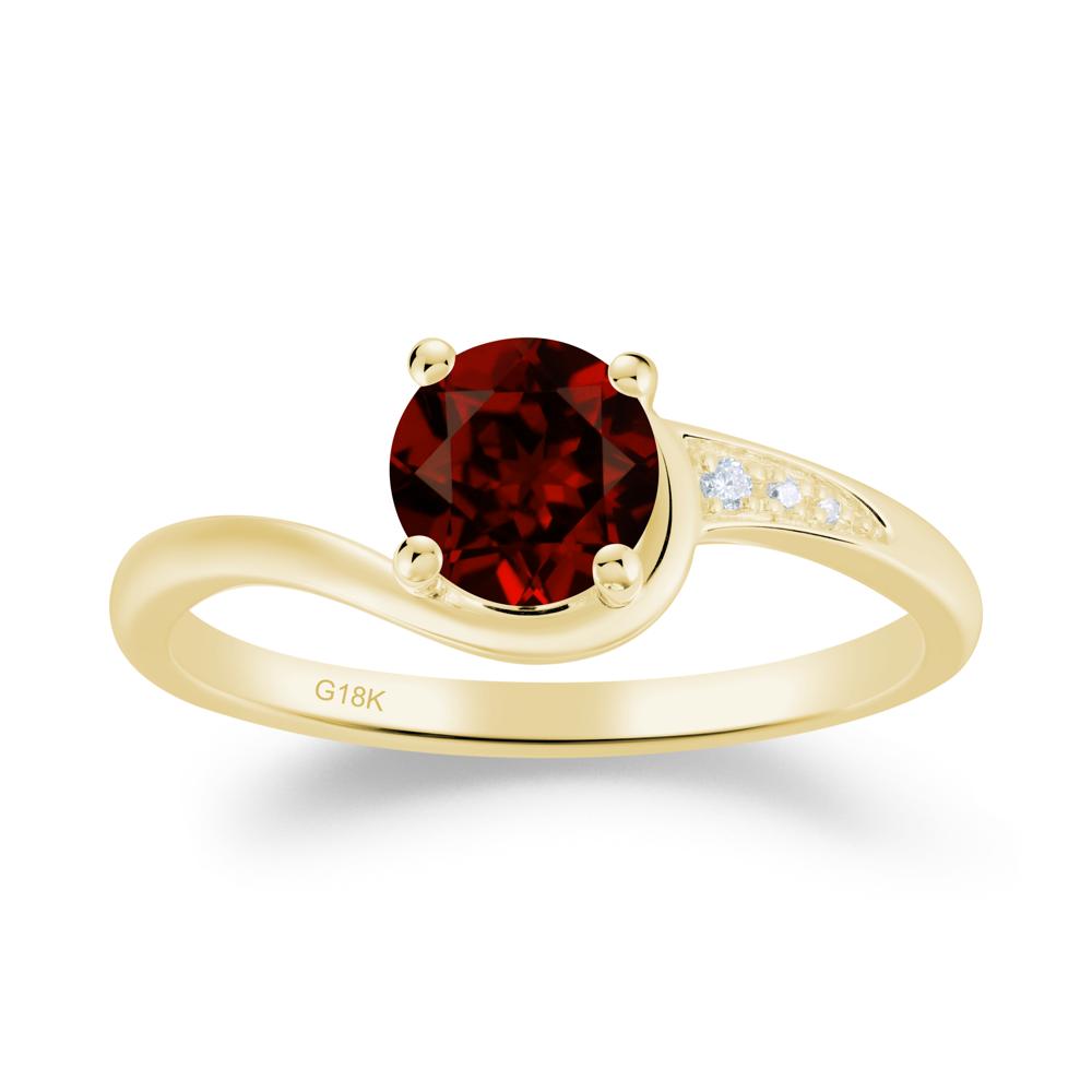 Dainty Round Garnet Ring for Women - LUO Jewelry #metal_18k yellow gold