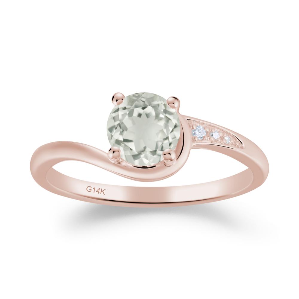 Round Cut Green Amethyst Bypass Ring - LUO Jewelry #metal_14k rose gold