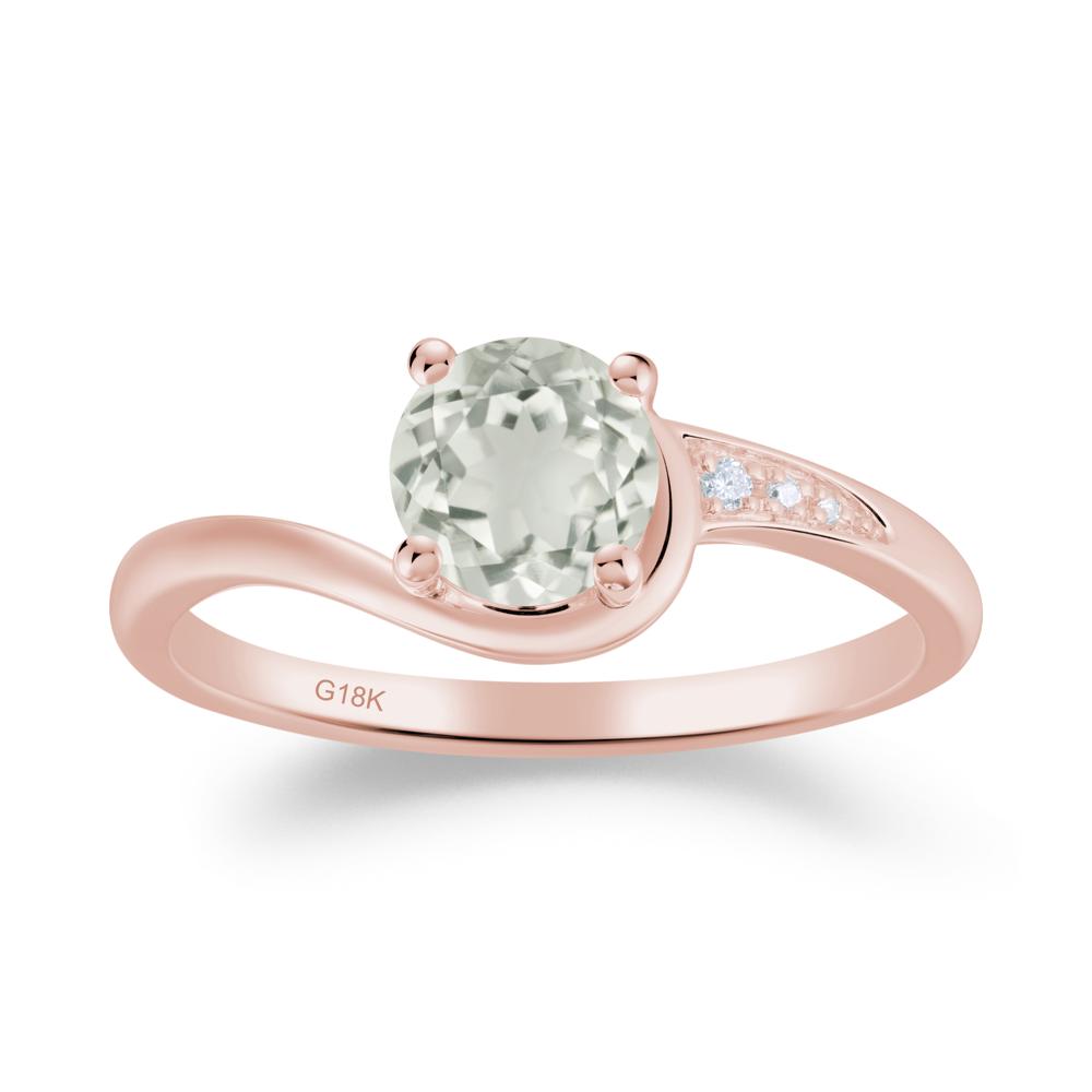 Round Cut Green Amethyst Bypass Ring - LUO Jewelry #metal_18k rose gold
