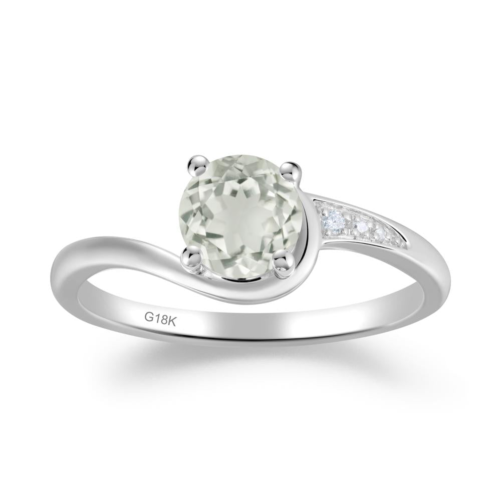 Round Cut Green Amethyst Bypass Ring - LUO Jewelry #metal_18k white gold