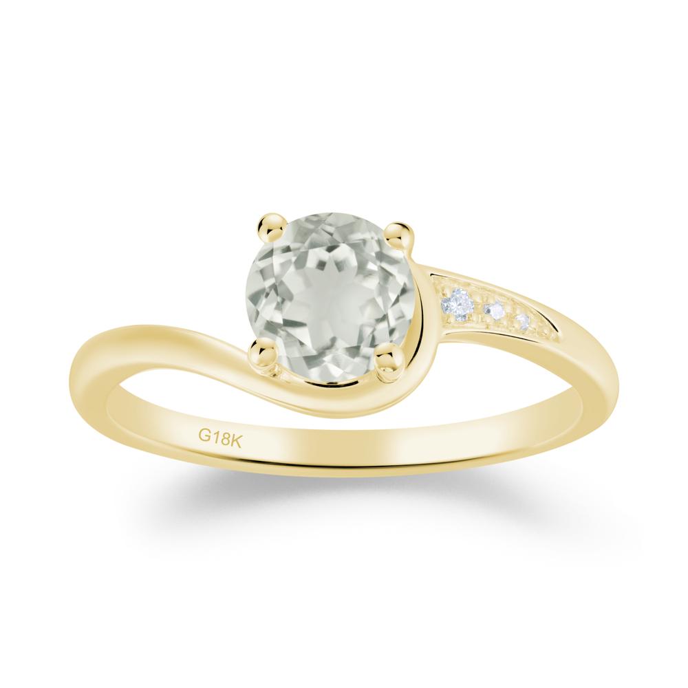 Round Cut Green Amethyst Bypass Ring - LUO Jewelry #metal_18k yellow gold