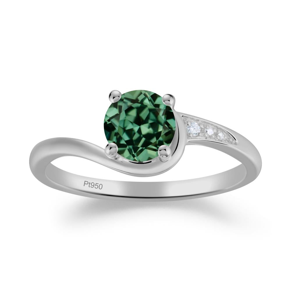Dainty Round Green Sapphire Ring for Women - LUO Jewelry #metal_platinum