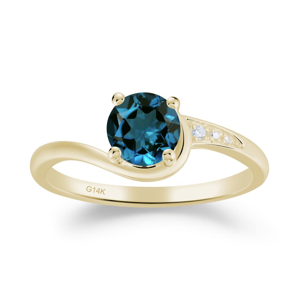 Dainty Round London Blue Topaz Ring for Women - LUO Jewelry #metal_14k yellow gold