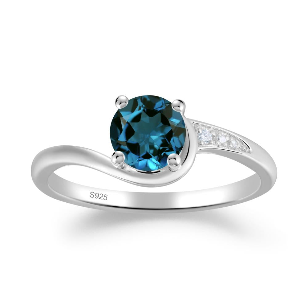 Dainty Round London Blue Topaz Ring for Women - LUO Jewelry #metal_sterling silver