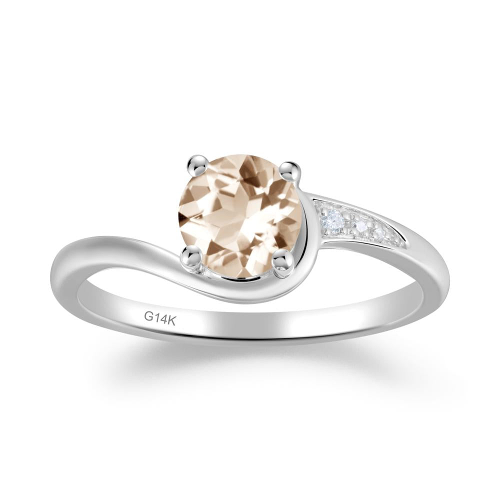 Dainty Round Morganite Ring for Women - LUO Jewelry #metal_14k white gold