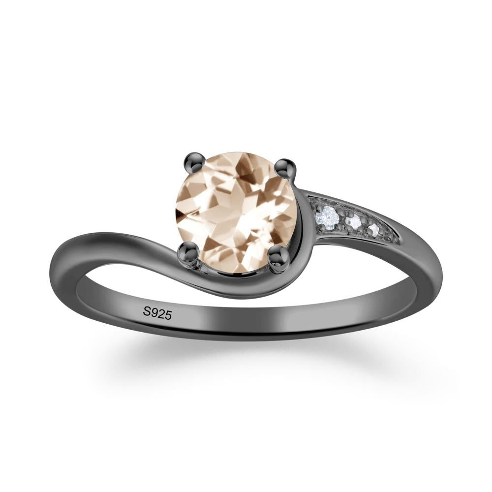 Dainty Round Morganite Ring for Women - LUO Jewelry #metal_black finish sterling silver