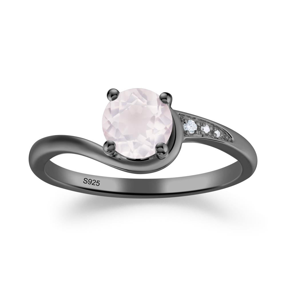 Classic Rose Quartz Wrap Engagement Ring - LUO Jewelry #metal_black finish sterling silver