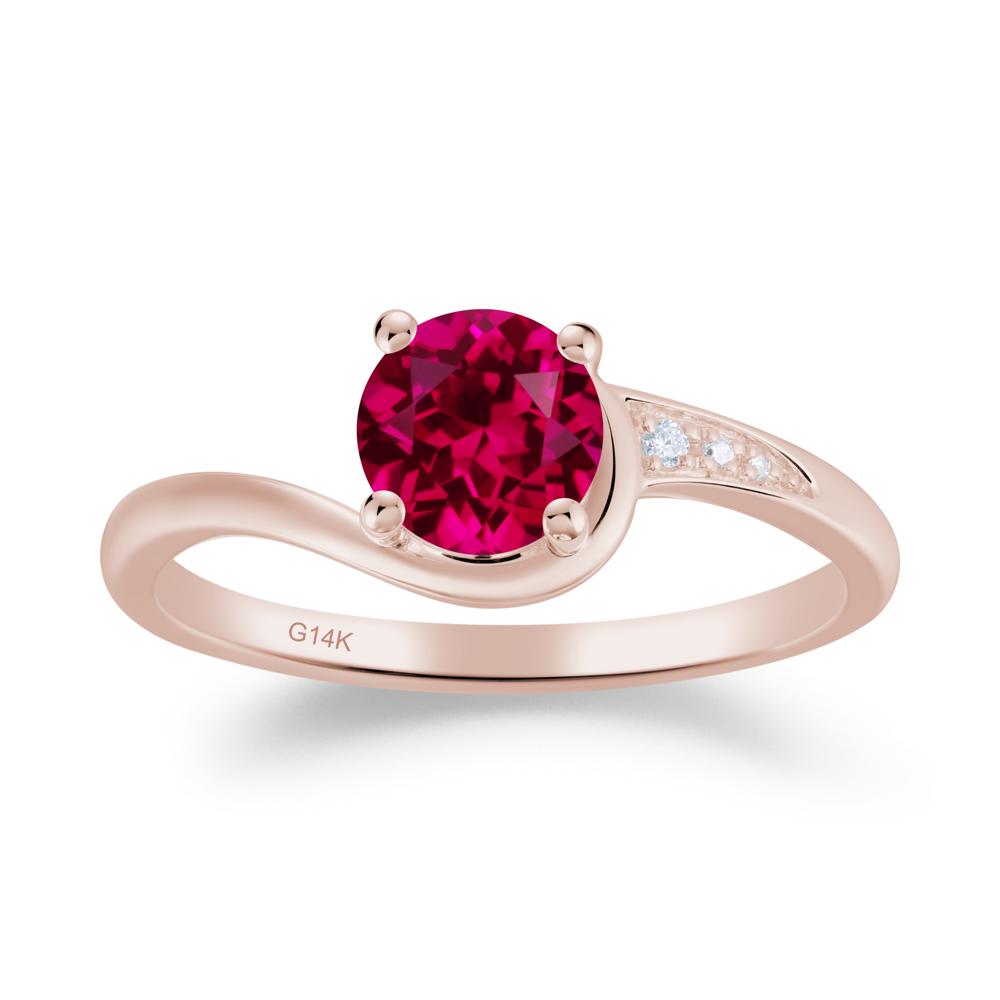 Round Cut Ruby Bypass Ring - LUO Jewelry #metal_14k rose gold