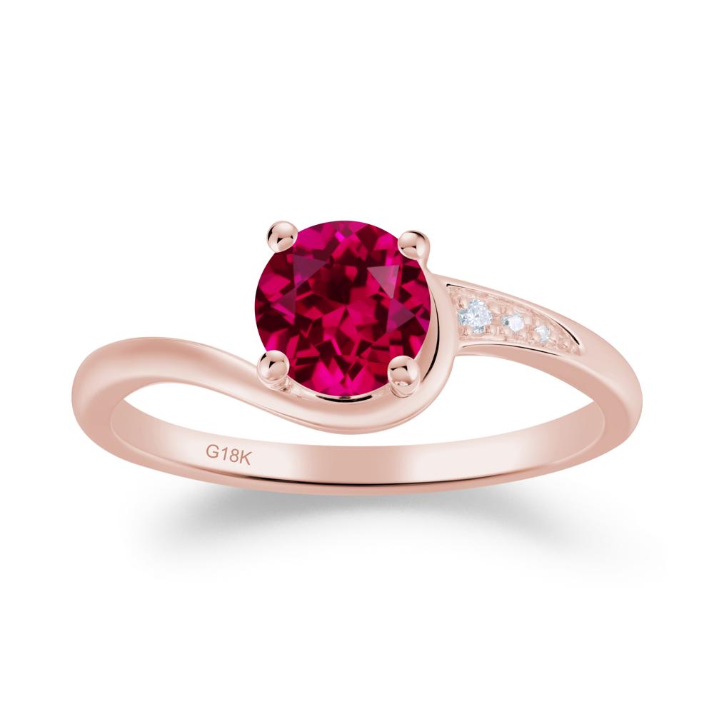 Round Cut Ruby Bypass Ring - LUO Jewelry #metal_18k rose gold