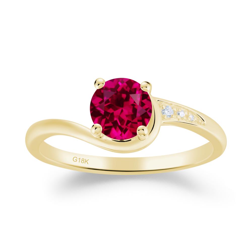 Round Cut Ruby Bypass Ring - LUO Jewelry #metal_18k yellow gold