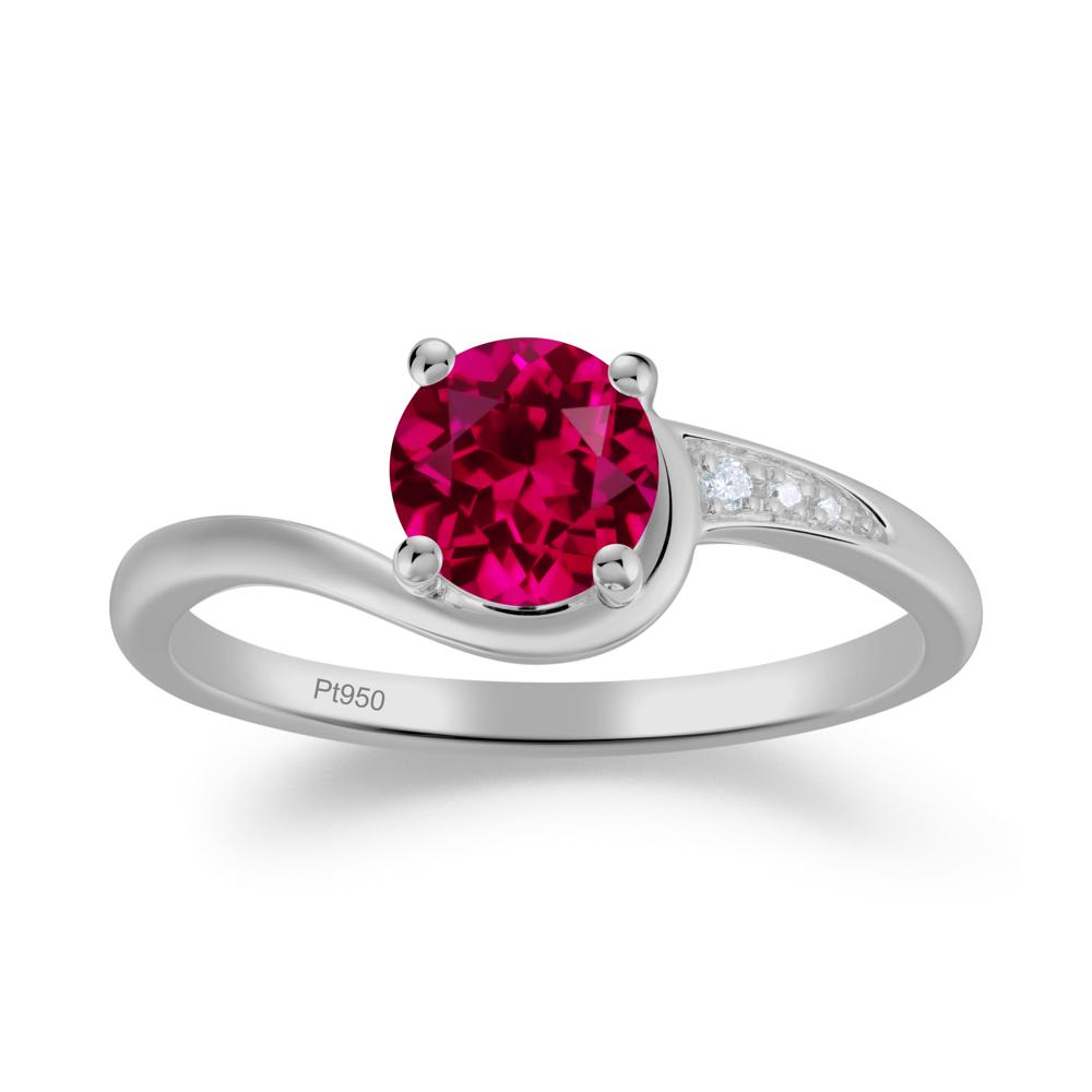 Round Cut Ruby Bypass Ring - LUO Jewelry #metal_platinum
