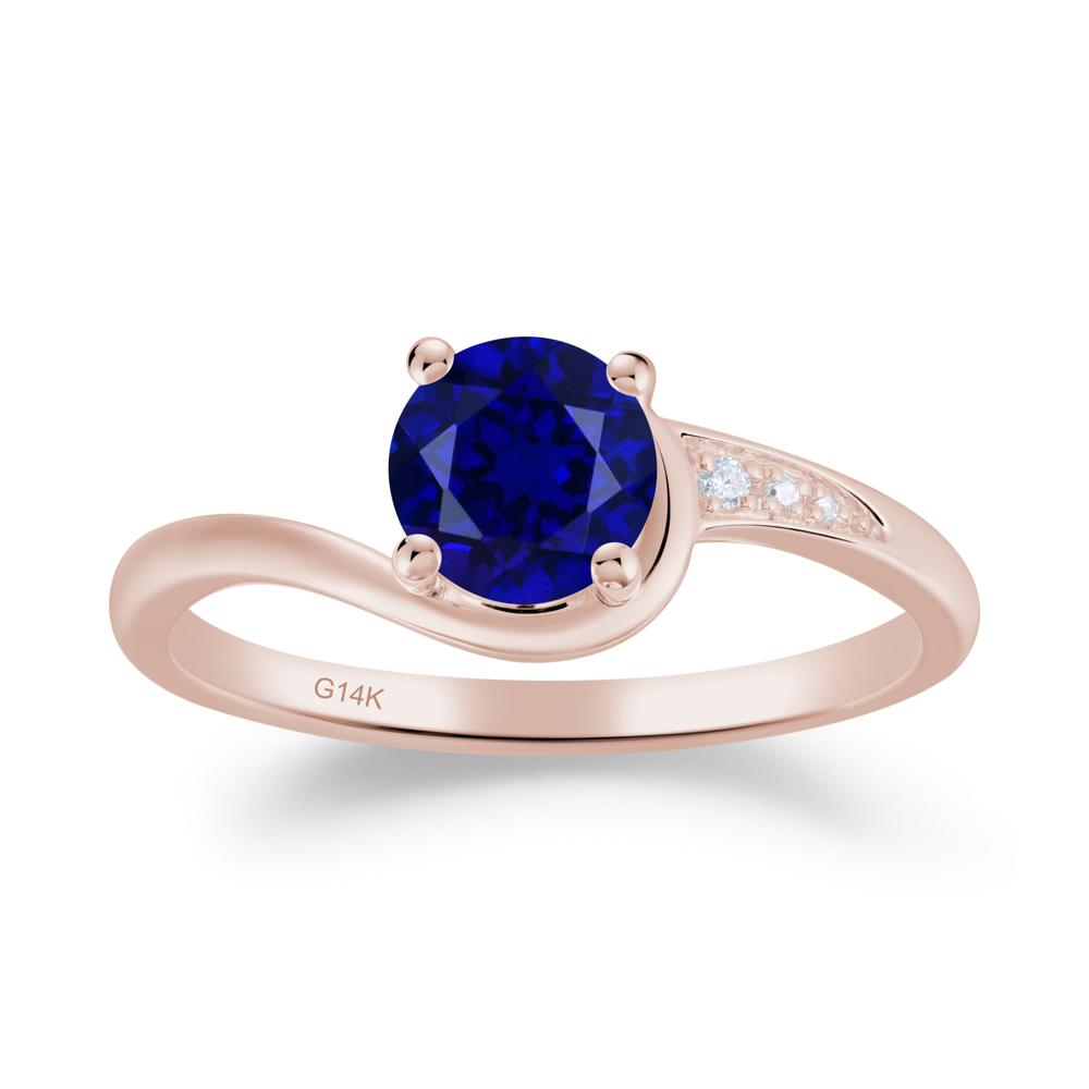Dainty Round Sapphire Ring for Women - LUO Jewelry #metal_14k rose gold