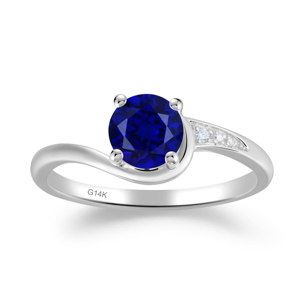 Dainty Round Sapphire Ring for Women - LUO Jewelry #metal_14k white gold