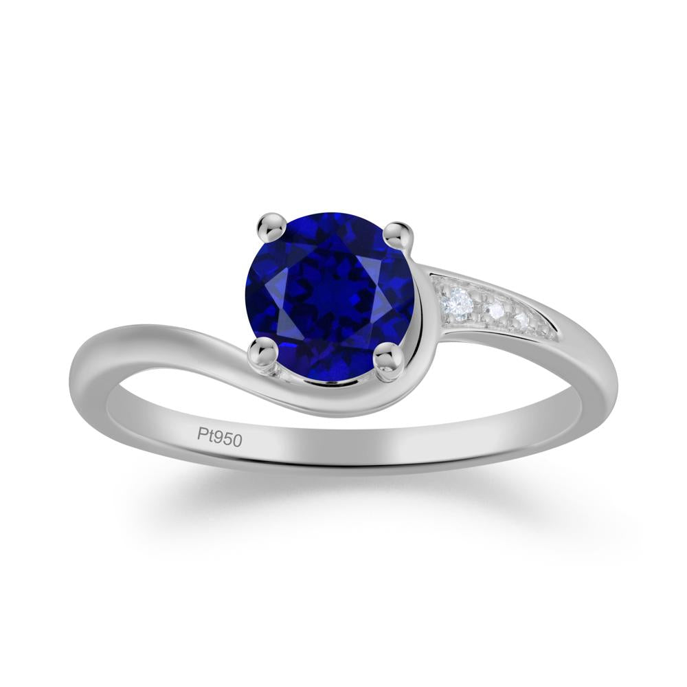 Dainty Round Sapphire Ring for Women - LUO Jewelry #metal_platinum