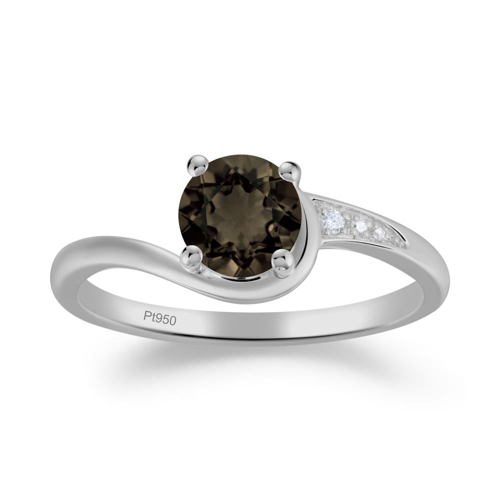 Classic Smoky Quartz Wrap Engagement Ring - LUO Jewelry #metal_platinum