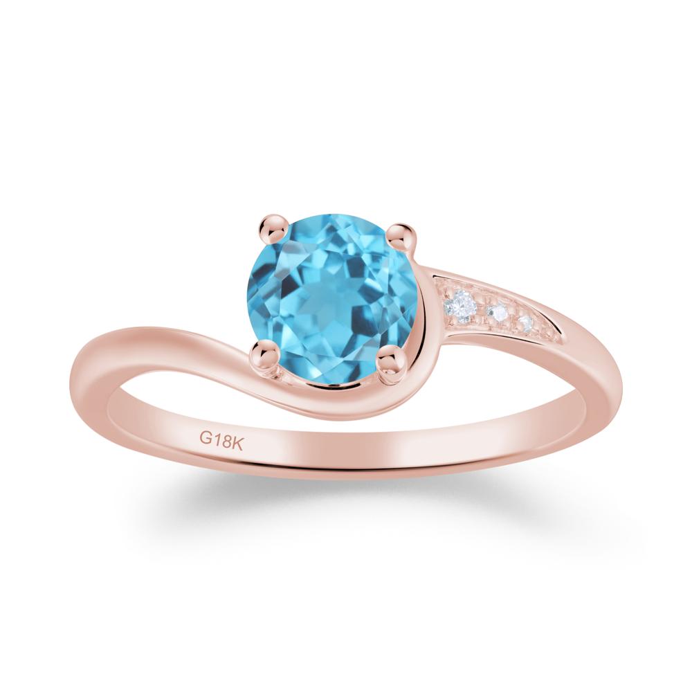 Round Cut Swiss Blue Topaz Bypass Ring - LUO Jewelry #metal_18k rose gold