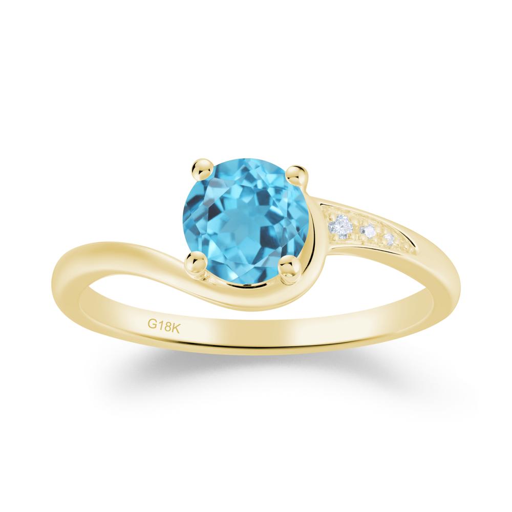 Round Cut Swiss Blue Topaz Bypass Ring - LUO Jewelry #metal_18k yellow gold