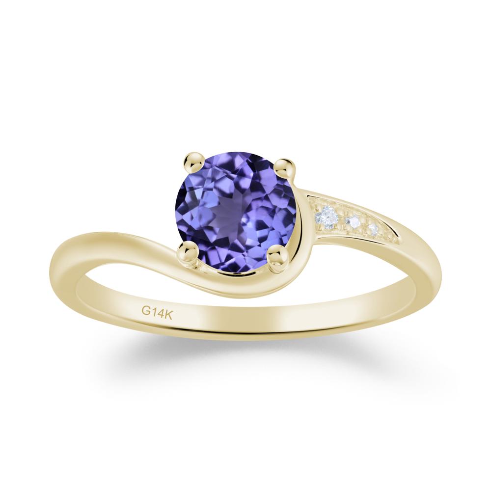 Round Cut Tanzanite Bypass Ring - LUO Jewelry #metal_14k yellow gold
