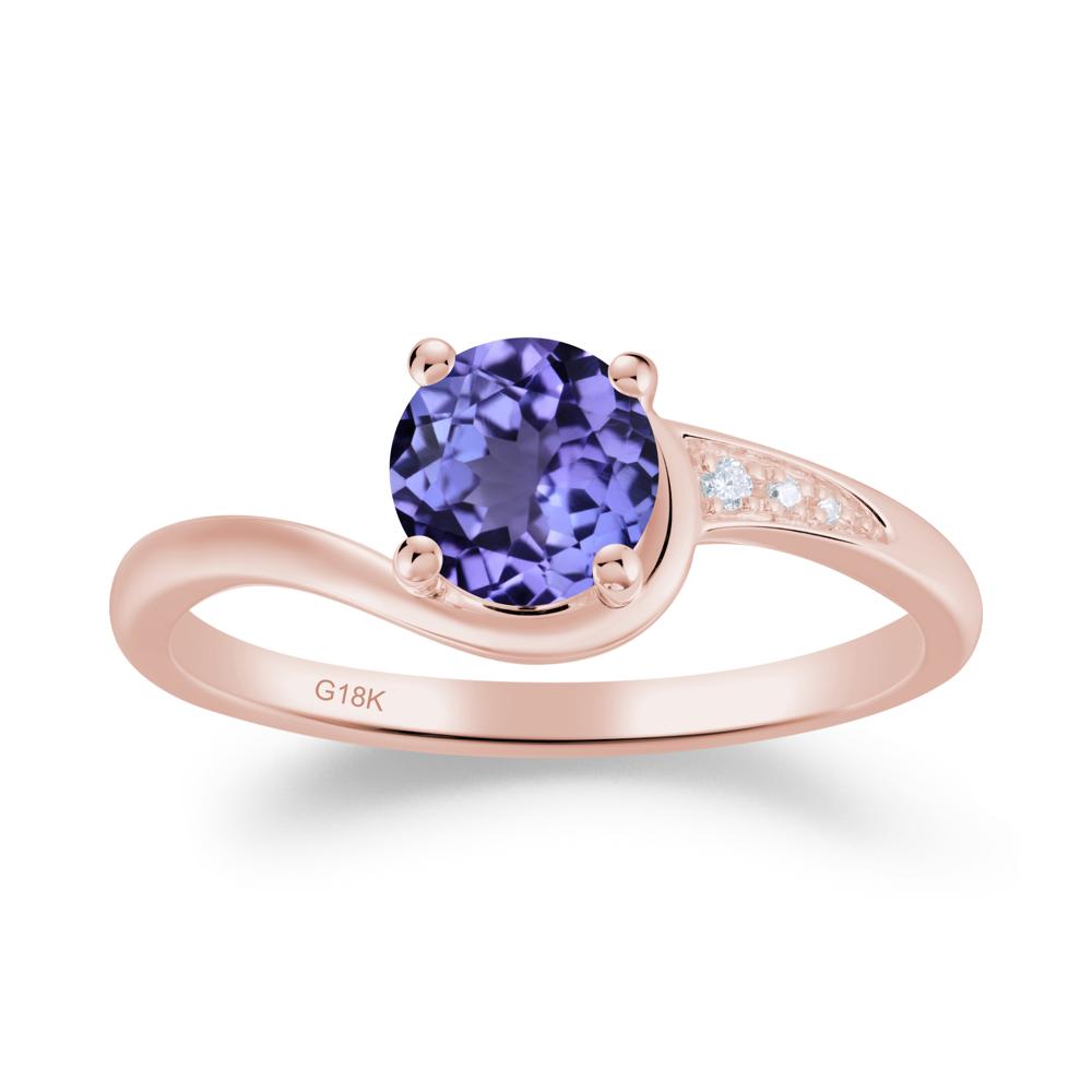 Round Cut Tanzanite Bypass Ring - LUO Jewelry #metal_18k rose gold