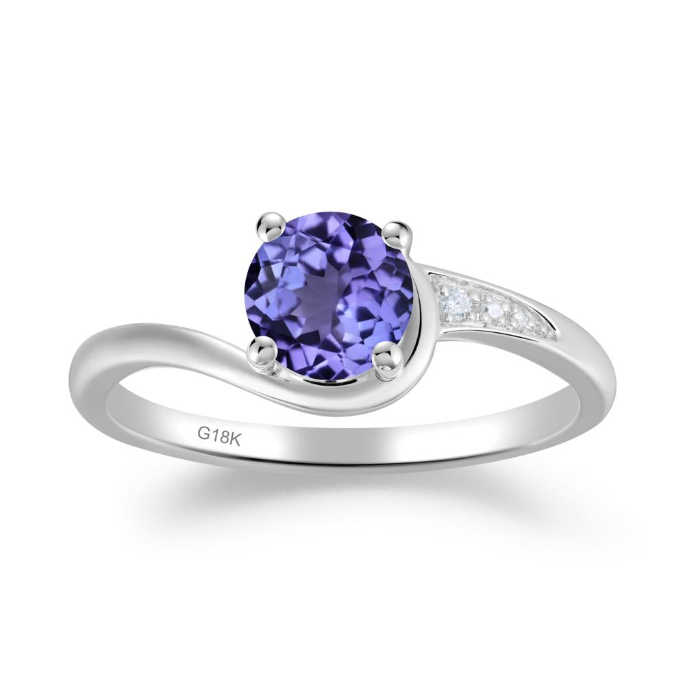 Round Cut Tanzanite Bypass Ring - LUO Jewelry #metal_18k white gold