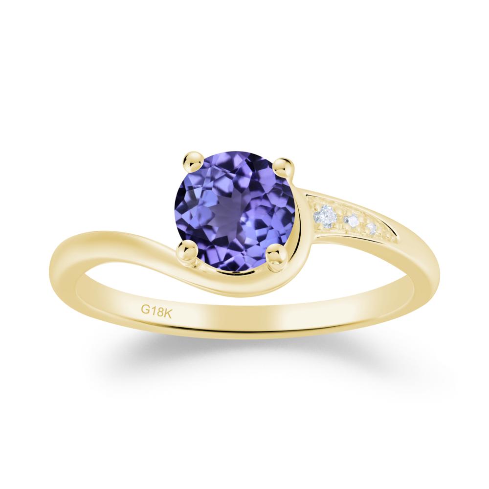Round Cut Tanzanite Bypass Ring - LUO Jewelry #metal_18k yellow gold