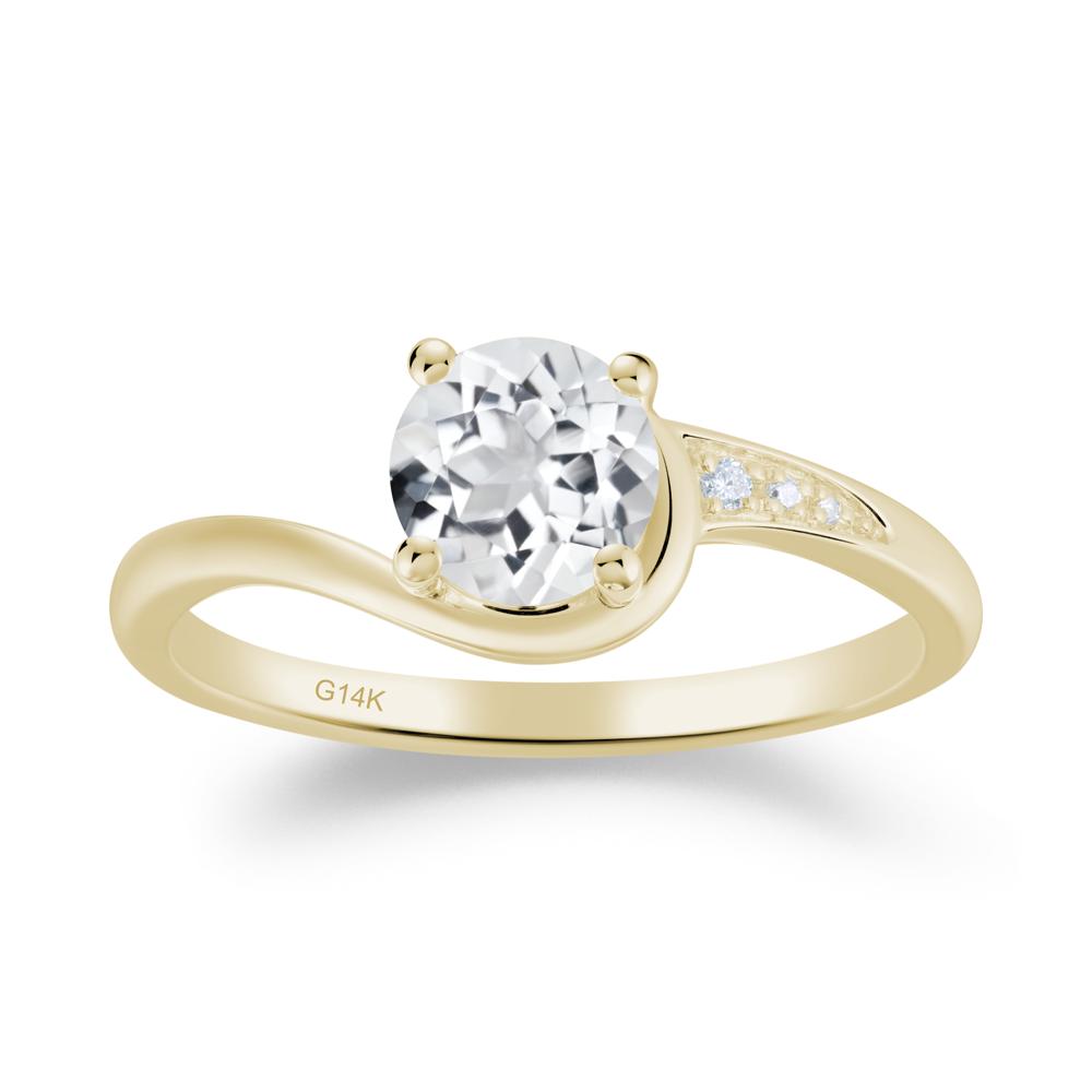 Dainty Round White Topaz Ring for Women - LUO Jewelry #metal_14k yellow gold