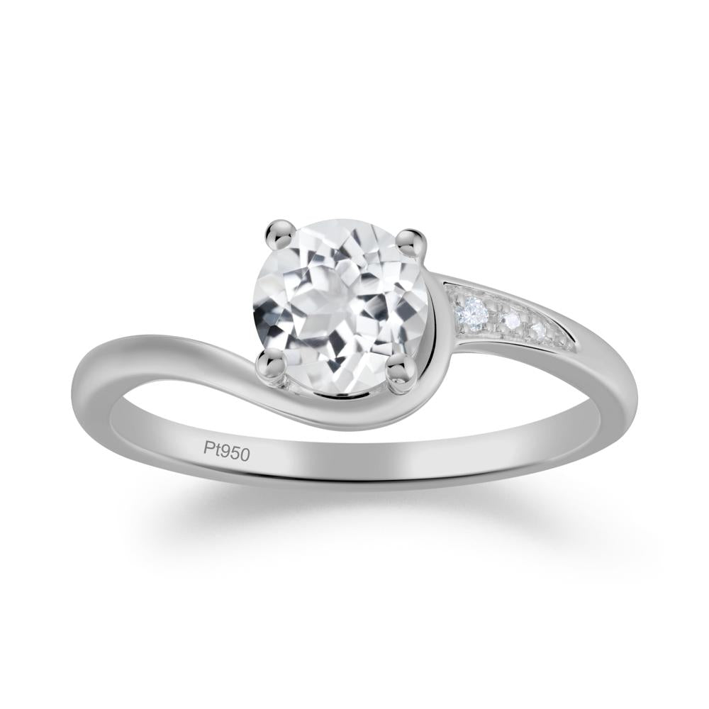 Dainty Round White Topaz Ring for Women - LUO Jewelry #metal_platinum