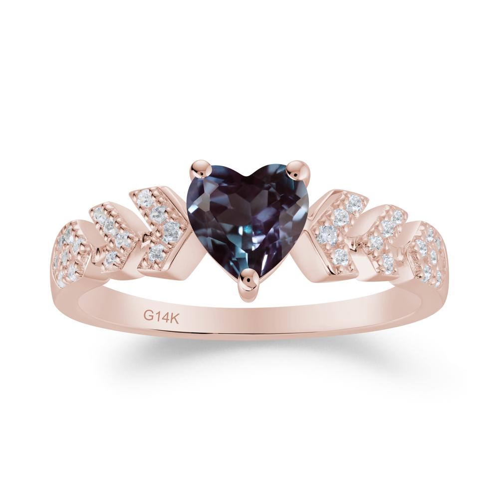 Romantic Heart Cut Alexandrite Statement Ring - LUO Jewelry #metal_14k rose gold