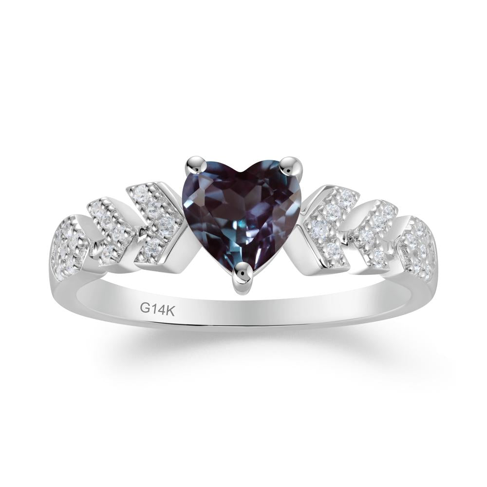Romantic Heart Cut Alexandrite Statement Ring - LUO Jewelry #metal_14k white gold