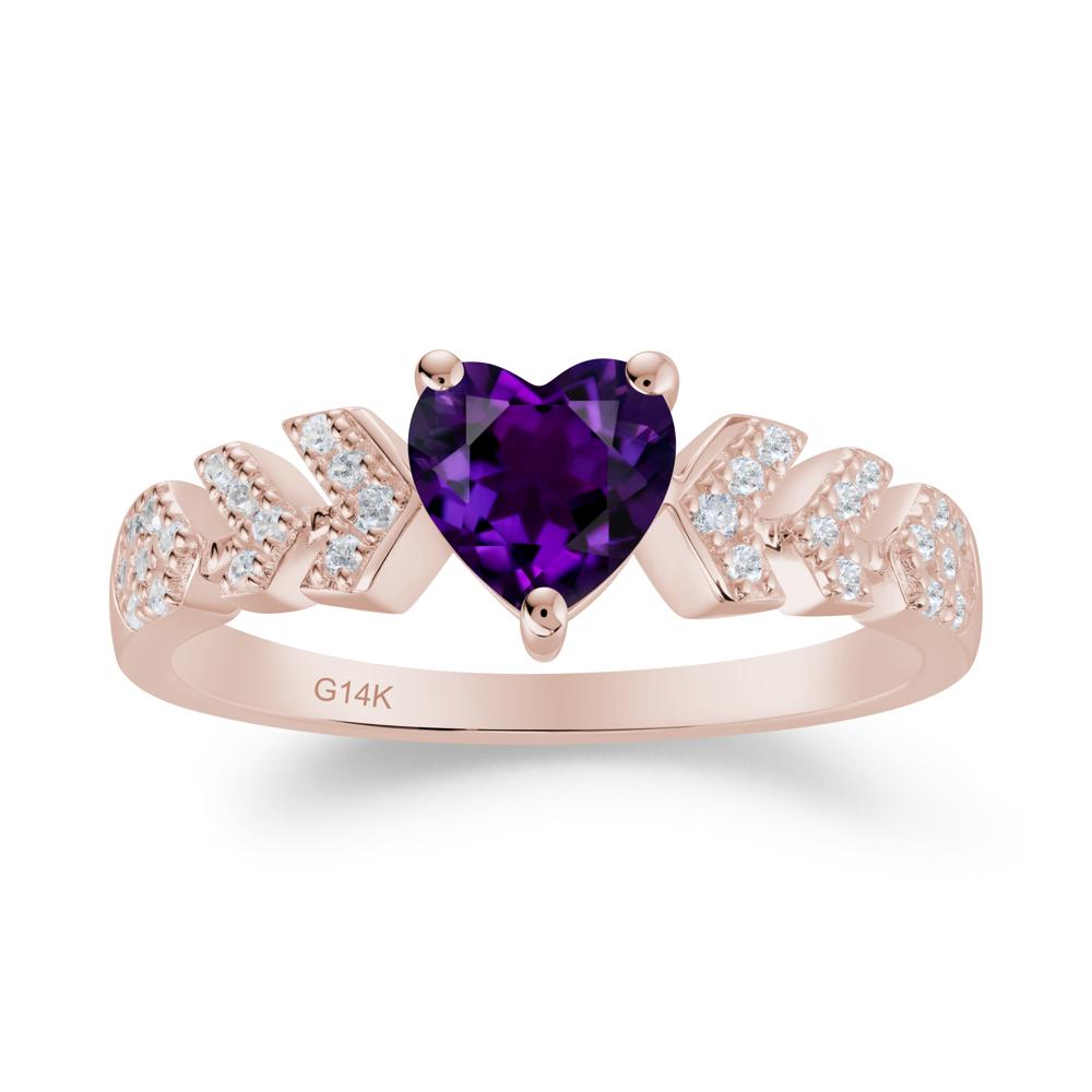 Romantic Heart Cut Amethyst Statement Ring - LUO Jewelry #metal_14k rose gold