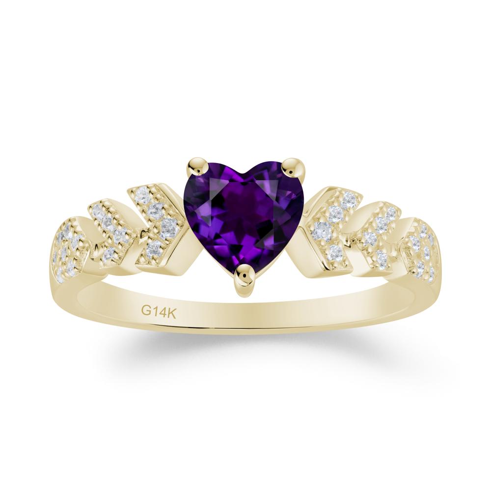 Romantic Heart Cut Amethyst Statement Ring - LUO Jewelry #metal_14k yellow gold