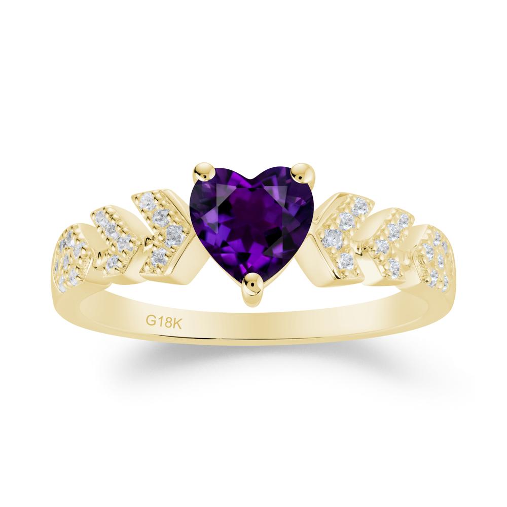 Romantic Heart Cut Amethyst Statement Ring - LUO Jewelry #metal_18k yellow gold