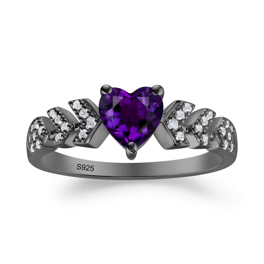 Romantic Heart Cut Amethyst Statement Ring - LUO Jewelry #metal_black finish sterling silver