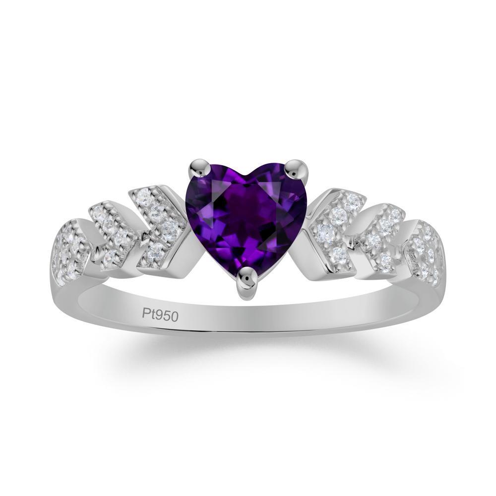 Romantic Heart Cut Amethyst Statement Ring - LUO Jewelry #metal_platinum