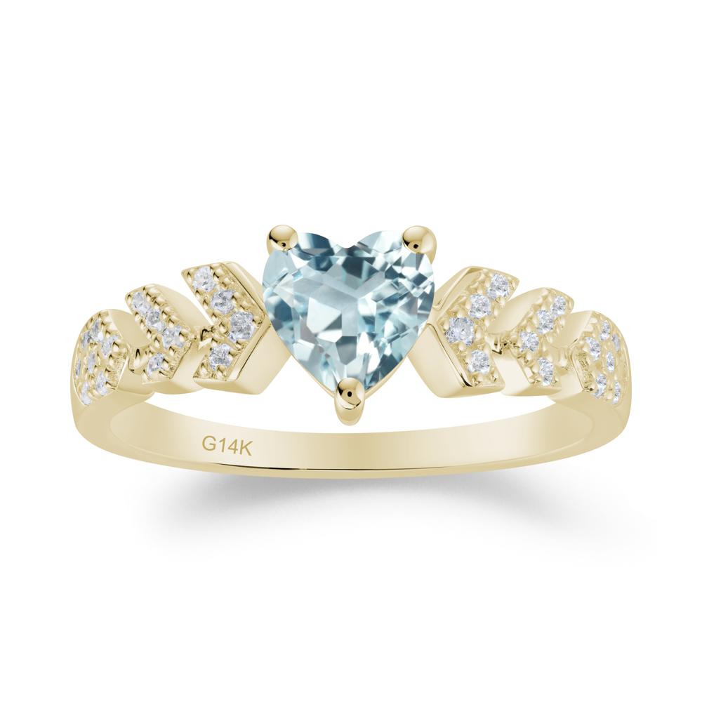 Cupid Arrow Heart Aquamarine Promise Ring - LUO Jewelry #metal_14k yellow gold