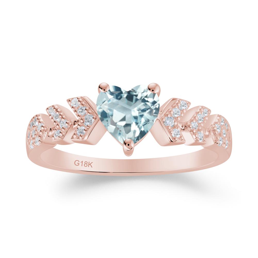 Cupid Arrow Heart Aquamarine Promise Ring - LUO Jewelry #metal_18k rose gold