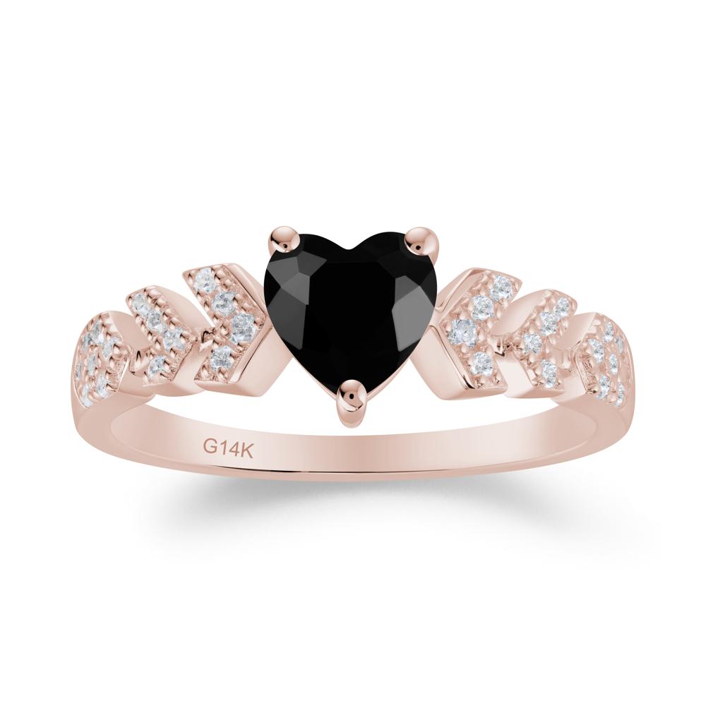 Romantic Heart Cut Black Spinel Statement Ring - LUO Jewelry #metal_14k rose gold