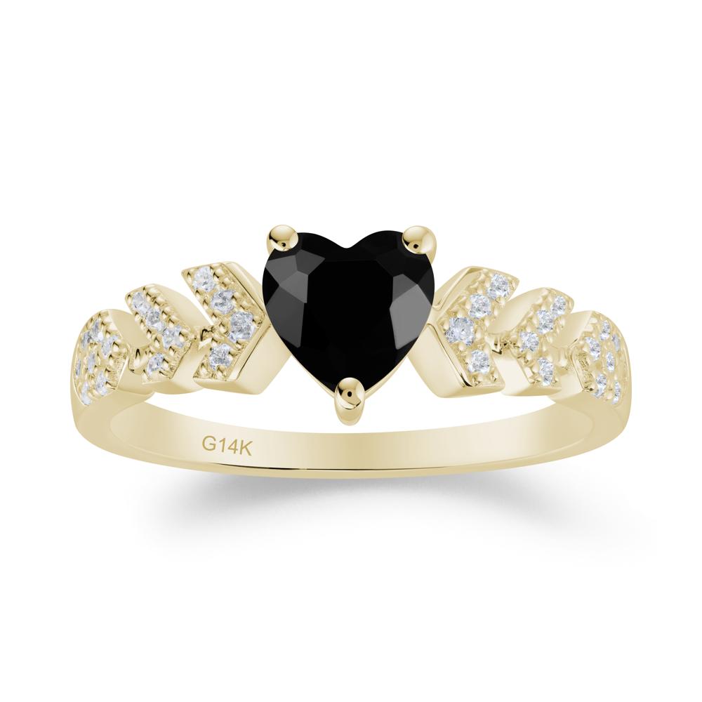 Romantic Heart Cut Black Spinel Statement Ring - LUO Jewelry #metal_14k yellow gold