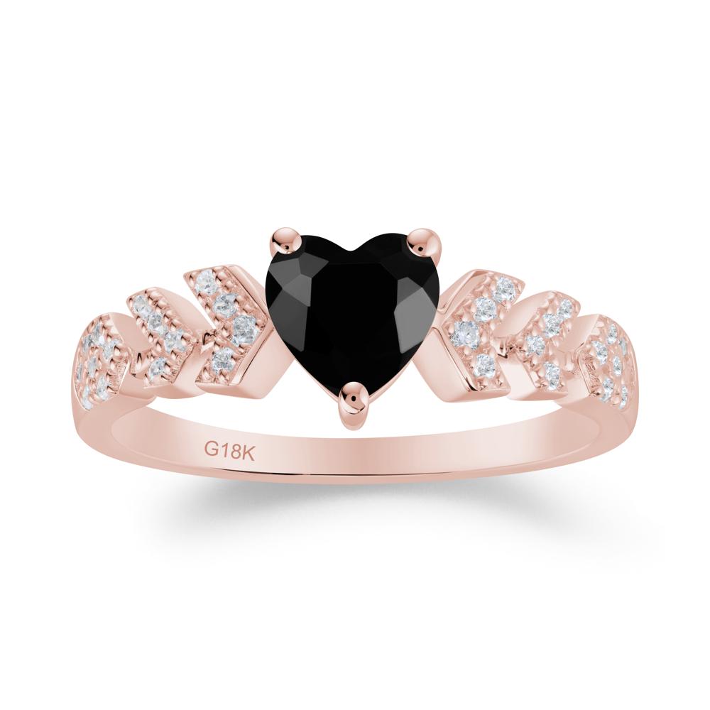 Romantic Heart Cut Black Spinel Statement Ring - LUO Jewelry #metal_18k rose gold