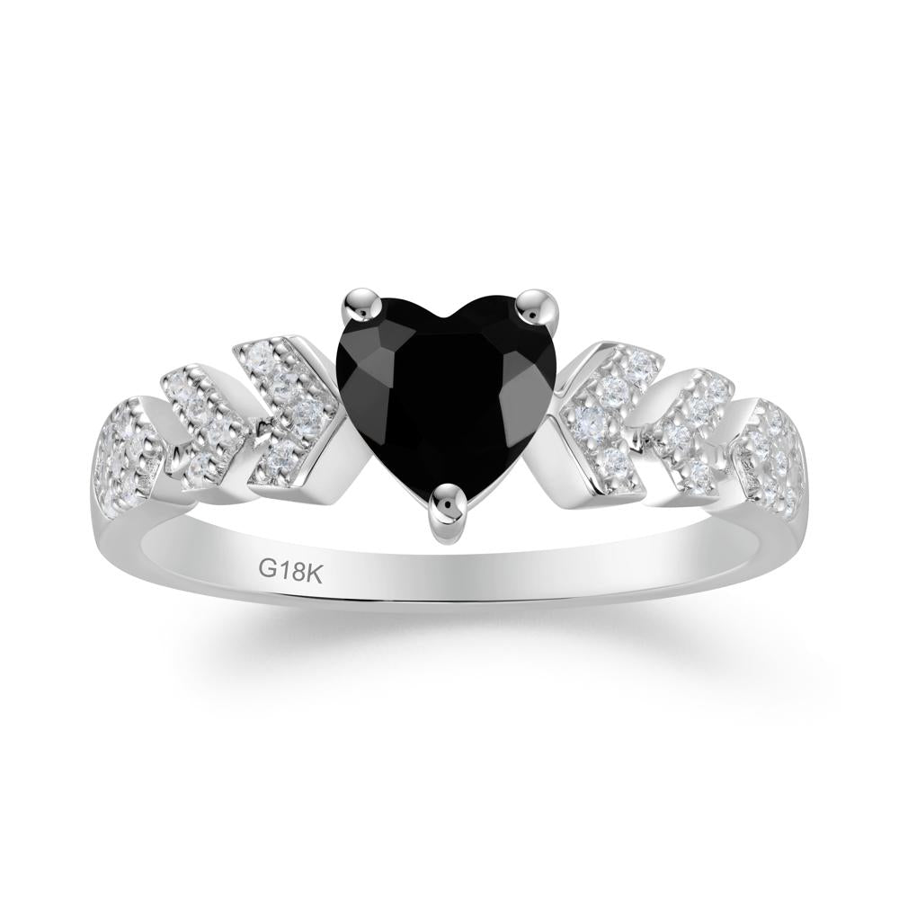 Romantic Heart Cut Black Spinel Statement Ring - LUO Jewelry #metal_18k white gold