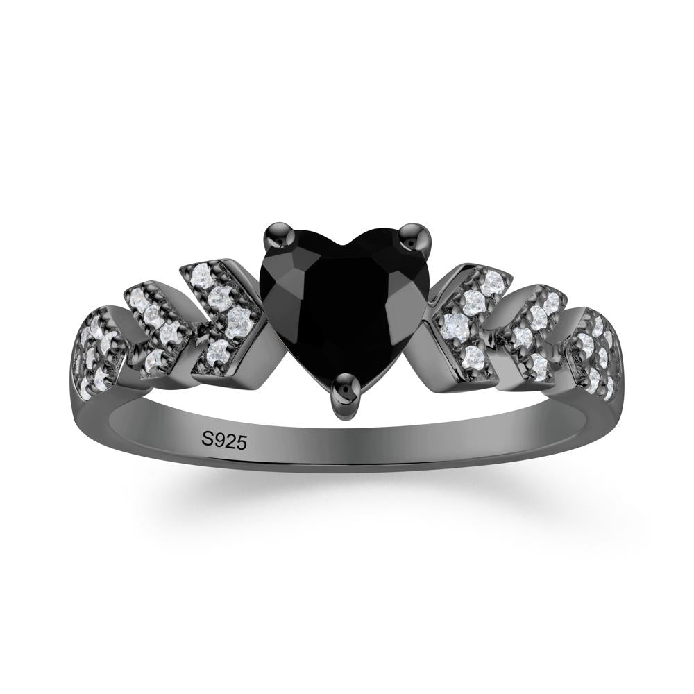 Romantic Heart Cut Black Spinel Statement Ring - LUO Jewelry #metal_black finish sterling silver