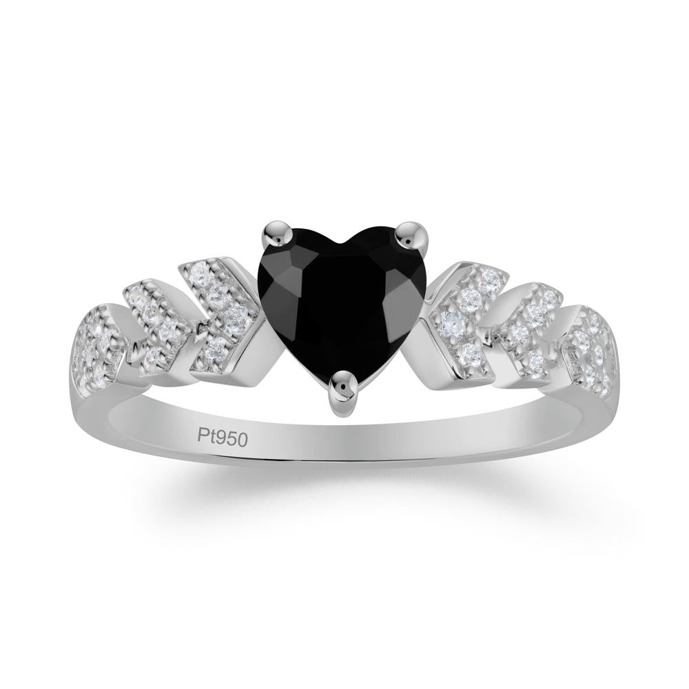 Romantic Heart Cut Black Spinel Statement Ring - LUO Jewelry #metal_platinum