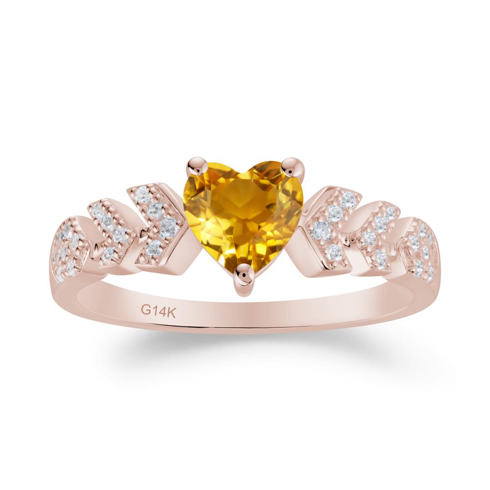 Cupid Arrow Heart Citrine Promise Ring - LUO Jewelry #metal_14k rose gold