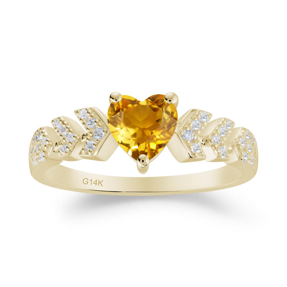 Cupid Arrow Heart Citrine Promise Ring - LUO Jewelry #metal_14k yellow gold