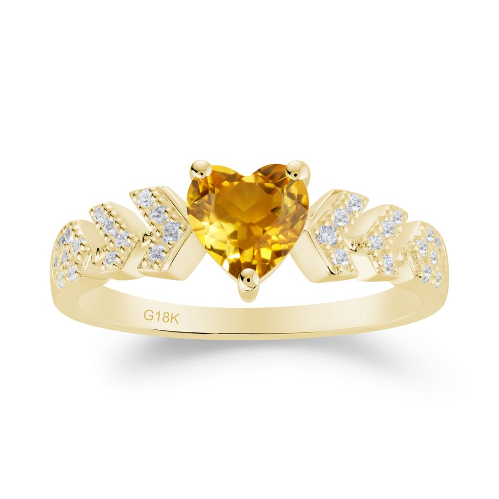 Cupid Arrow Heart Citrine Promise Ring - LUO Jewelry #metal_18k yellow gold