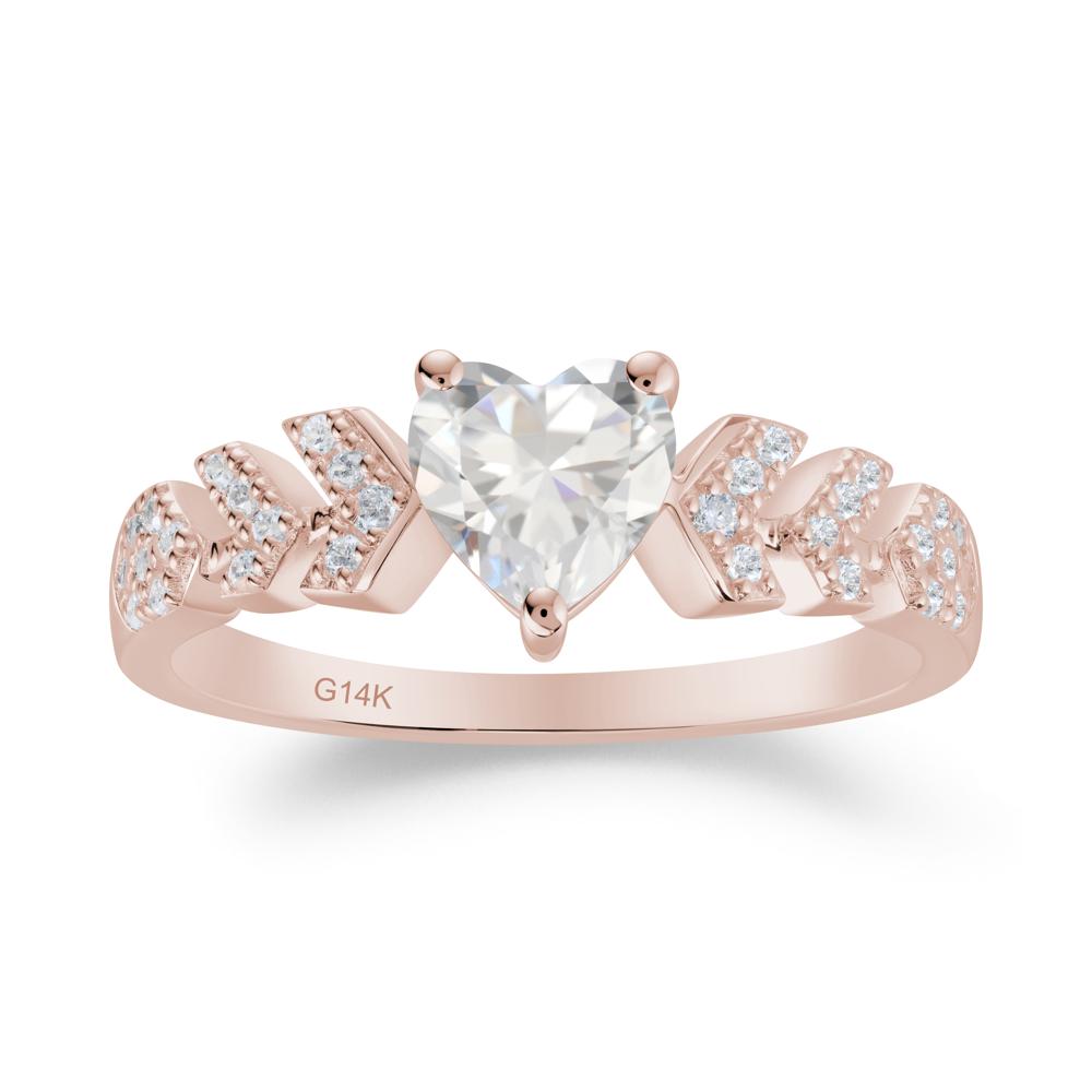 Romantic Heart Cut Cubic Zirconia Statement Ring - LUO Jewelry #metal_14k rose gold