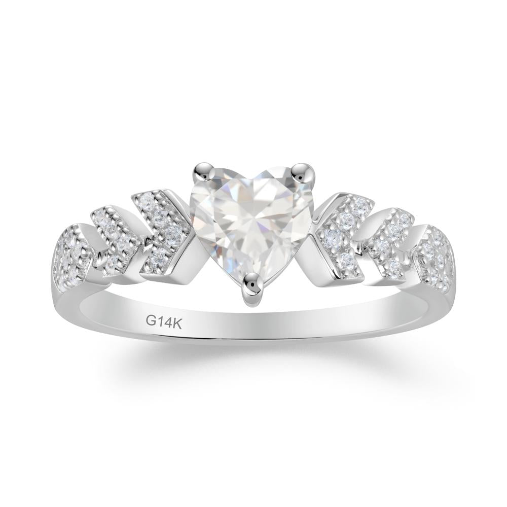 Romantic Heart Cut Cubic Zirconia Statement Ring - LUO Jewelry #metal_14k white gold