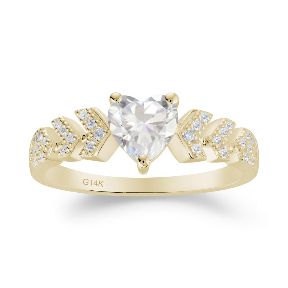 Romantic Heart Cut Cubic Zirconia Statement Ring - LUO Jewelry #metal_14k yellow gold