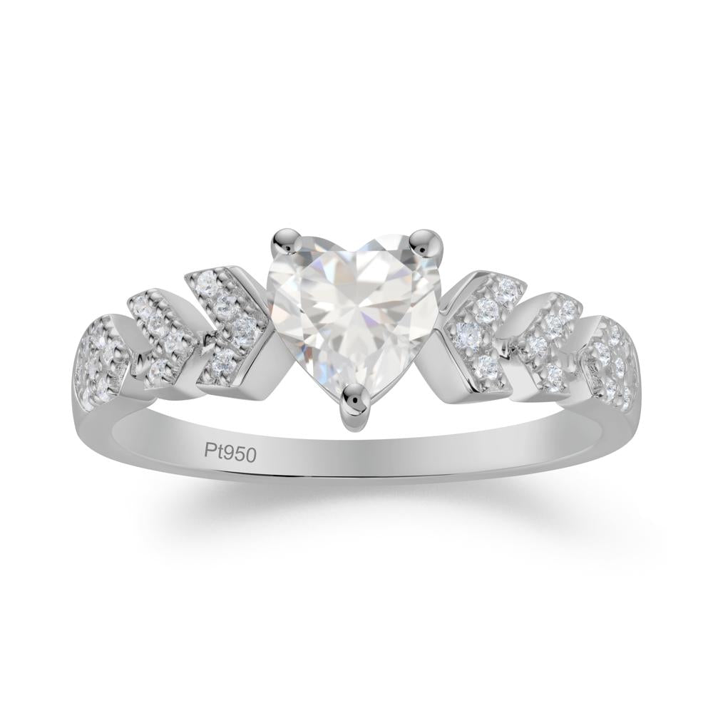 Romantic Heart Cut Cubic Zirconia Statement Ring - LUO Jewelry #metal_platinum