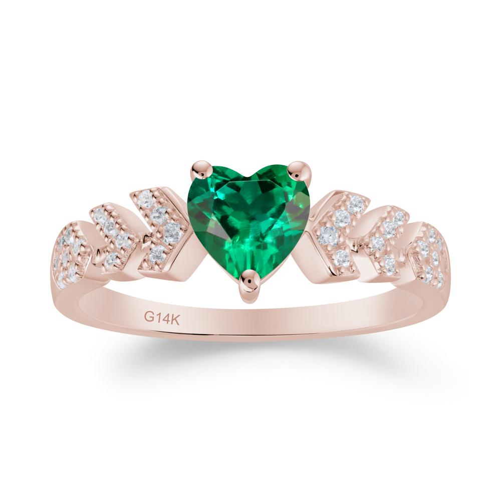 Cupid Inspired Heart Emerald Wedding Ring - LUO Jewelry #metal_14k rose gold